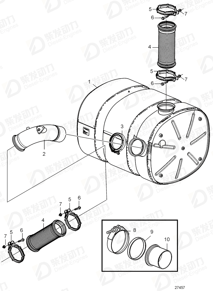 volvo penta V-clamp 1629499 Drawing volvo penta V-clamp 1629499 Drawing